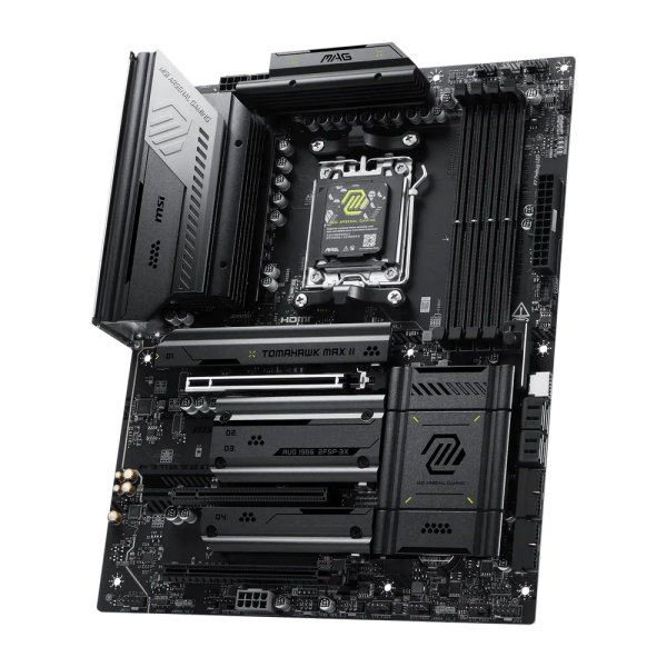 Материнская плата MSI MAG B850 TOMAHAWK MAX WIFI II B850, AM5, 4*DDR5, 3*PCIEx16, 4*M.2, 4*TypeC, 2*USB3.2Gen2, 5*USB3.2Gen1, 8*USB2.0, 4*SATA3.0, 5G, HDMI, ATX, RTL