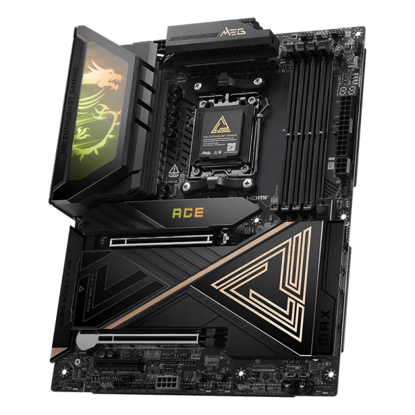 Материнская плата MSI MEG X870E ACE MAX X870E, AM5, 4*DDR5, 2*PCIEx16, 1*PCIEx4, 5*M.2, 3*TypeC, 9*USB3.2Gen2, 4*USB3.2Gen1, 4*USB2.0, 4*SATA3.0, 10G, 5G, 2*Type-C(DP), HDMI, ATX, RTL