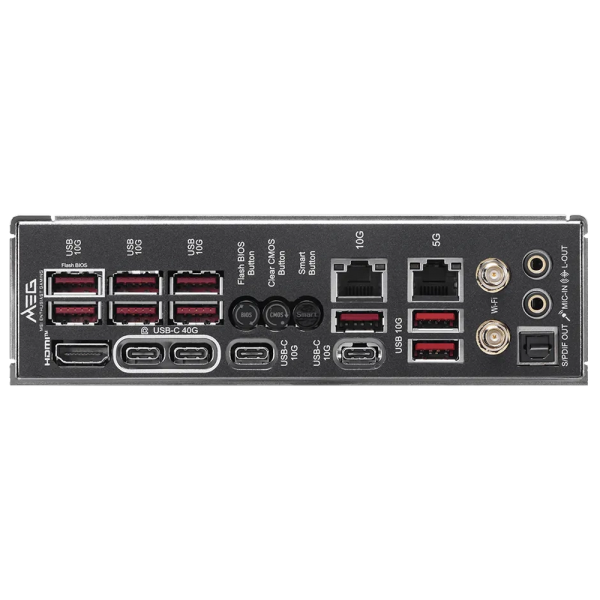 Материнская плата MSI MEG X870E ACE MAX X870E, AM5, 4*DDR5, 2*PCIEx16, 1*PCIEx4, 5*M.2, 3*TypeC, 9*USB3.2Gen2, 4*USB3.2Gen1, 4*USB2.0, 4*SATA3.0, 10G, 5G, 2*Type-C(DP), HDMI, ATX, RTL