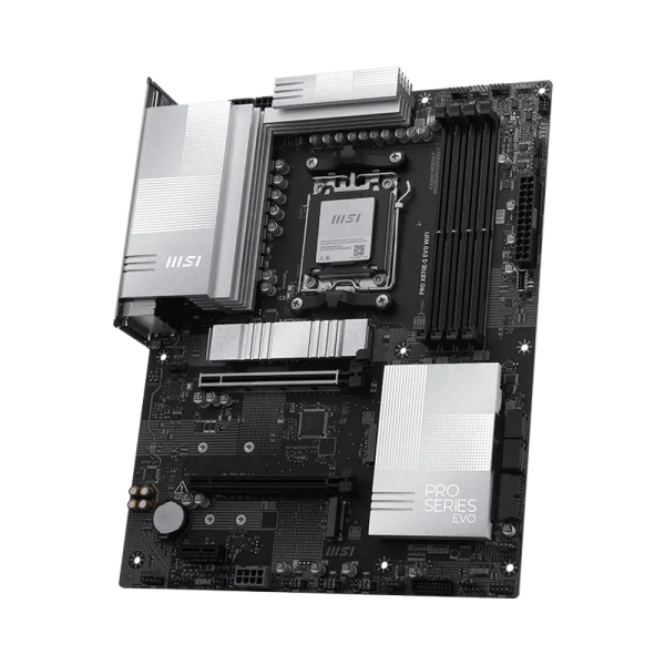 Материнская плата MSI PRO X870E-S EVO WIFI X870E, AM5, 4*DDR5, 2*PCIEx16, 1*PCIEx1, 3*M.2, 2*TypeC, 2*USB3.2Gen2, 6*USB3.2Gen1, 10*USB2.0, 4*SATA3.0, 5G, 1*Type-C(DP), HDMI, ATX, RTL