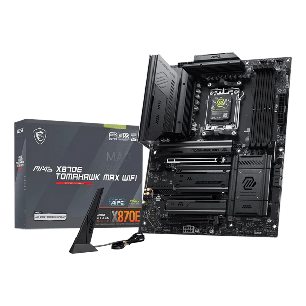Материнская плата MSI MAG X870E TOMAHAWK MAX WIFI X870E, AM5, 4*DDR5, 3*PCIEx16, 4*M.2, 2*TypeC, 2*USB3.2Gen2, 7*USB3.2Gen1, 8*USB2.0, 4*SATA3.0, 5G, 2*Type-C(DP), HDMI, ATX, RTL