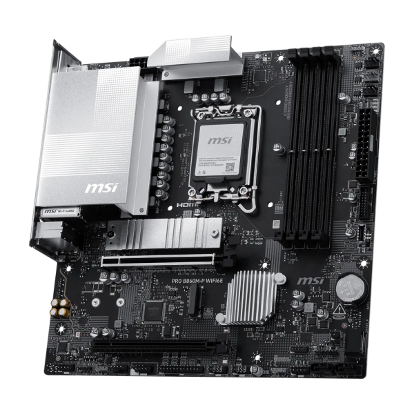 Материнская плата MSI PRO B860M-P WIFI6E B860, LGA1851, 4*DDR5, 2*PCIEx16, 2*M.2, 1*TypeC, 5*USB3.2Gen1, 6*USB2.0, 4*SATA3, 2.5G, VGA, DP, HDMI, M-ATX, RTL