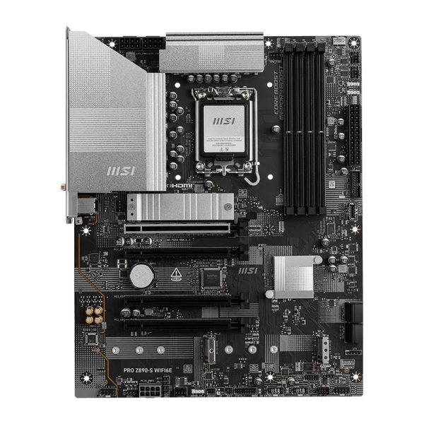 Материнская плата MSI PRO Z890-S WIFI6E Z890, LGA1851, 4*DDR5, 4*PCIEx16, 3*M.2, 2*TypeC, 8*USB3.2 Gen1, 4*USB2.0, 4*SATA3, 2.5G, DP, HDMI, ATX, RTL