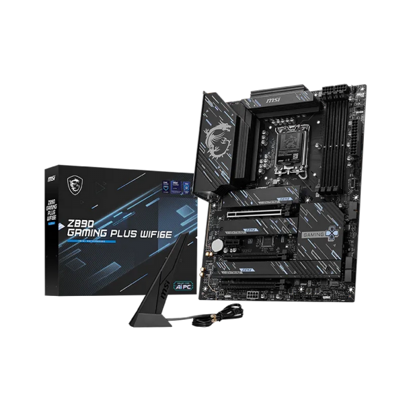Материнская плата MSI Z890 GAMING PLUS WIFI6E Z890, LGA1851, 4*DDR5, 3*PCIEx16, 1*PCIEx1, 4*M.2, 2*TypeC, 1*USB3.2Gen2, 6*USB3.2Gen1, 8*USB2.0, 4*SATA3.0, 5G, DP, HDMI, ATX, RTL