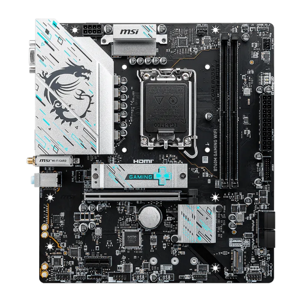 Материнская плата MSI B760M GAMING WIFI B760, LGA1700, 2*DDR5, 1*PCIEx16, 1*PCIEx1, 2*M.2, 6*USB3.2Gen1, 6*USB2.0, 4*SATA3.0, 2.5G, VGA, DP, HDMI, M-ATX, RTL