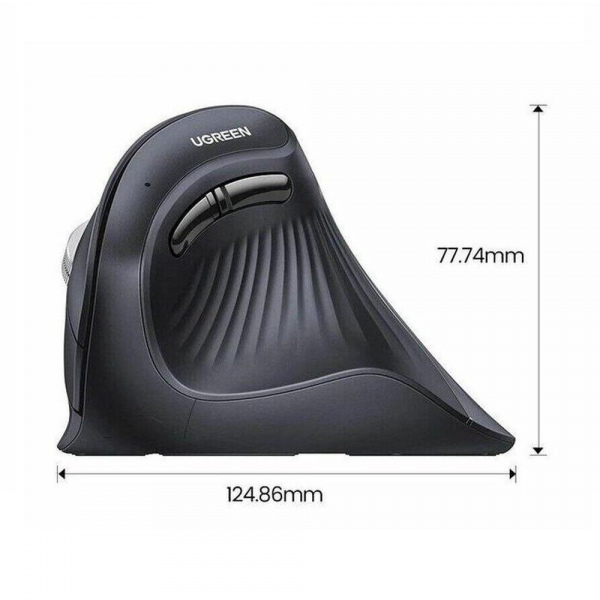 Беспроводная компьютерная мышь вертикальная UGREEN MU008 (25444) Wireless Vertical Mouse 2.4 GHz&BT. Цвет: черный