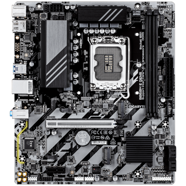 Материнская плата Gigabyte B860M E GEN5 B860, LGA1851, 2*DDR5, 1*PCIEx16, 1*PCIEx1, 2*M.2 6*USB3.2Gen1, 6*USB2.0, 4*SATA3.0, 1G, DP, HDMI, M-ATX, RTL