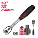 Ключ-трещотка Deli DQ43802 1/2" 72 зуба, Cr-Mo, быстросъемная