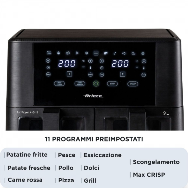 Аэрогриль Ariete 00C463100AR0 9л, 2 чаши, черный