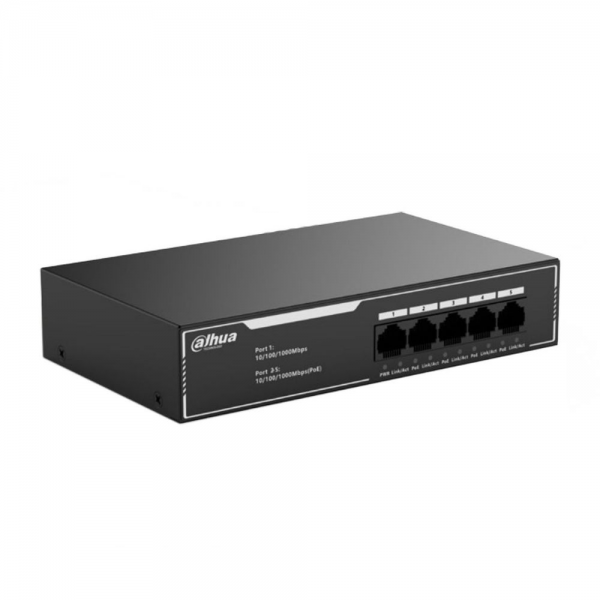 Коммутатор Dahua Bad Pack 5-port Gigabit RJ45 4-port PoE Switch, 36W, Metal case bp