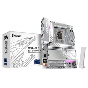 Материнская плата Gigabyte Bad Pack Z890 AORUS ELITE WIFI7 ICE, Socket 1851, Intel®Z890, 4xDDR5-6400, DP, 3xPCI-Ex16, 4xSATA3(RAID 0/1/5/10), 4xM.2, 8Ch Audio, 1x2.5GbLan, WiFi, (4+4)xUSB2.0, (5+2)xUSB3.2, (1+1)xUSB Type-C™, ATX, RTL bp