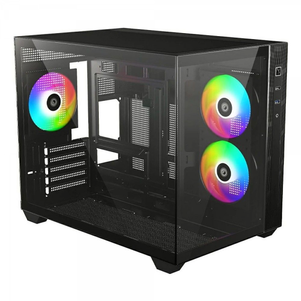 Корпус Case ID-Cooling VIEW 500 ARGB Black mATX/win TG/3 fans/Gen2 Type C/CPU 162mm/GPU 407mm/no PSU
