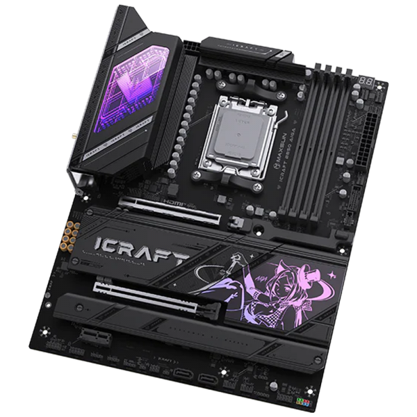 Материнская плата Maxsun MS-iCraft B850 AIGA B850, AM5, 4*DDR5, 2*PCIEx16, 1*PCIEx1, 4*M.2, 2*TypeC, 1*USB3.2Gen1, 4*USB3.2Gen2, 6*USB2.0, 2*SATA3.0, 5G, DP, HDMI, ATX, RTL