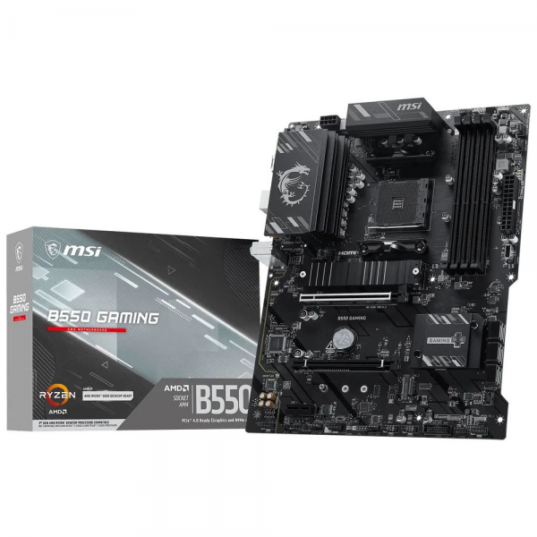 Материнская плата MSI B550 GAMING B550, AM4, 4*DDR4, 2*PCIEx16, 1*PCIEx1, 2*M.2, 2*TypeC, 1*USB3.2Gen2, 4*USB3.2Gen1, 8*USB2.0, 6*SATA3.0, 1G, DP, HDMI, ATX, RTL