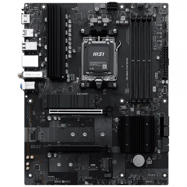Материнская плата MSI PRO B840-S EVO WIFI6E B840, AM5, 4*DDR5, 2*PCIEx16, 3*M.2, 2*TypeC, 1*USB3.2Gen2, 4*USB3.2Gen1, 8*USB2.0, 4*SATA3.0, 2.5G, HDMI, ATX, RTL