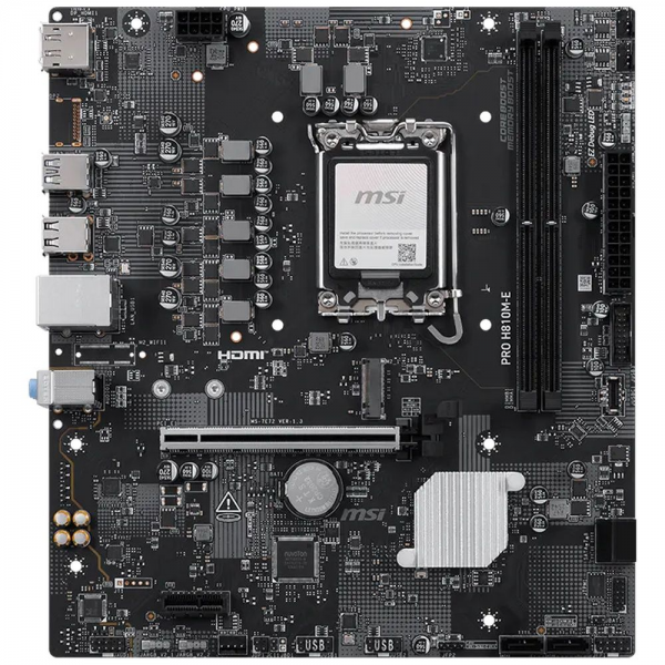Материнская плата MSI PRO H810M-E H810, LGA1851, 2*DDR5, 1*PCIEx16, 1*PCIEx1, 1*M.2, 1*TypeC, 4*USB3.2 Gen1, 8*USB2.0, 4*SATA3, 2.5G, DP, HDMI, M-ATX, RTL