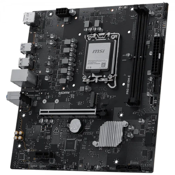 Материнская плата MSI PRO H810M-E H810, LGA1851, 2*DDR5, 1*PCIEx16, 1*PCIEx1, 1*M.2, 1*TypeC, 4*USB3.2 Gen1, 8*USB2.0, 4*SATA3, 2.5G, DP, HDMI, M-ATX, RTL