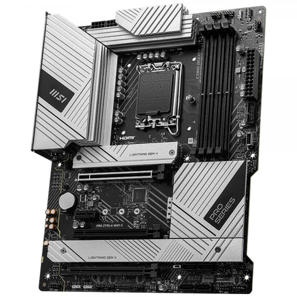 Материнская плата MSI PRO Z790-A WIFI II Z790, LGA1700, 4*DDR5, 3*PCIEx16, 1*PCIEx1, 4*M.2, 2*TypeC, 3*USB3.2 Gen2, 4*USB3.2 Gen1, 6*USB2.0, 6*SATA3, 2.5G, DP, HDMI, ATX, RTL