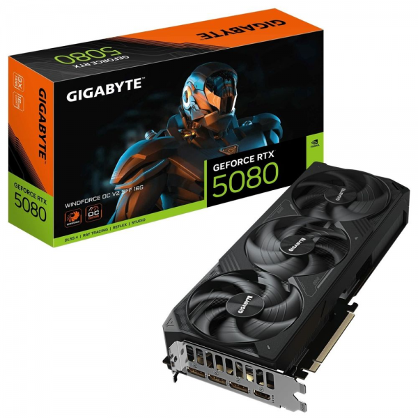 Видеокарта Gigabyte RTX5080 WINDFORCE OC V2 SFF 16GB GDDR7 256bit 3xDP HDMI 3FAN RTL