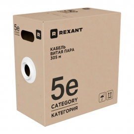 Кабель витая пара F/UTP, CAT 5e, PE, 4х2х0,52 мм, 24AWG, внешний, однопроволочный, черный, 305м