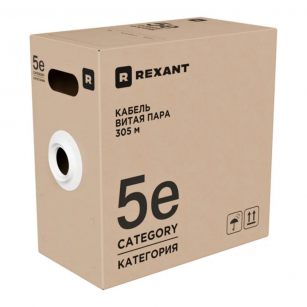 Кабель витая пара F/UTP, CAT 5e, PE, 4х2х0,52 мм, 24AWG, внешний, однопроволочный, черный, 305м
