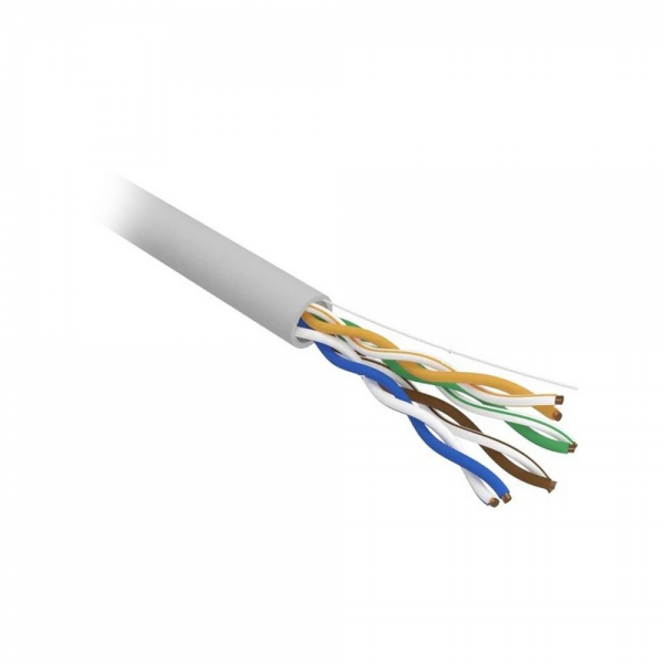 Кабель витая пара U/UTP, CAT 5e, LSZH нг(А)-HF, 4PR, 24AWG, внутренний, однопроволочный, серый, 305м