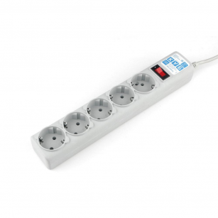 Фильтр-удлинитель Power Cube SPG-B-15 5 розеток, серый, 5м, 10 А/2,2 кВт, 3*0.75 мм²