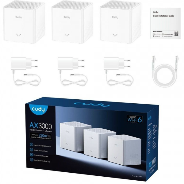Маршрутизатор CUDY M3000S(3-Pack) AX3000 Wi-Fi 6 Mesh Solution