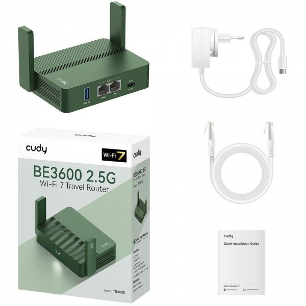 Маршрутизатор CUDY TR3600 BE3600 2.5G Wi-Fi 7 Mini VPN Router with USB