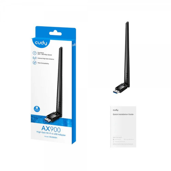 Адаптер беспроводной связи (Wi-Fi) CUDY WU900H AX900 Wi-Fi 6 bluetooth 5.4 High Gain USB Adapter