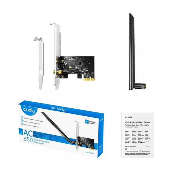 Адаптер беспроводной связи (Wi-Fi) CUDY WE650 AC650 Wireless Dual-Band PCIe Adapter
