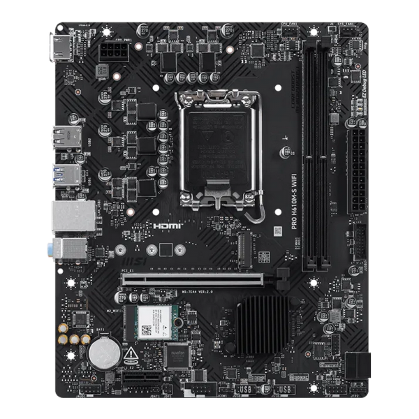 Материнская плата MSI PRO H610M-S WIFI H610, LGA1700, 2*DDR5, 1*PCIEx16, 1*PCIEx1, 1*M.2, 4*USB3.2Gen1, 8*USB2.0, 2*SATA3.0, 1G, HDMI, M-ATX, RTL