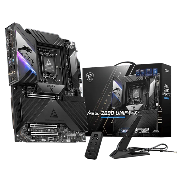 Материнская плата MSI MEG Z890 UNIFY-X Z890, LGA1851, 2*DDR5, 3*PCIEx16, 1*PCIEx1, 6*M.2, 2*TypeC, 8*USB3.2Gen2, 4*USB3.2Gen1, 8*USB2.0, 6*SATA3.0, 5G, 2*Type-C(DP), ATX, RTL