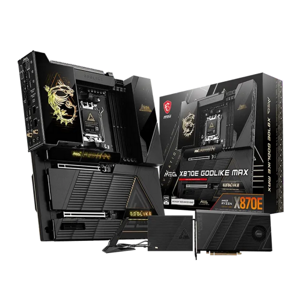 Материнская плата MSI MEG X870E GODLIKE MAX X870E, AM5, 4*DDR5, 2*PCIEx16, 1*PCIEx4, 5*M.2, 5*TypeC, 8*USB3.2Gen2, 4*USB3.2Gen1, 4*USB2.0, 4*SATA3.0, 10G, 5G, 2*TypeC(DP), Е-ATX, RTL