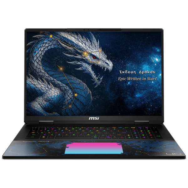 Ноутбук MSI Titan 18 HX Dragon Edition Draco Epic A2WJ-1430RUY Intel Core Ultra 9 290HX Plus/64Gb (2*32 D5)/SSD4Tb/RTX5090 24Gb (175W)/18"/IPS/MiniLED/WQUXGA/3840x2400/120Hz/Win11/RJ-45/Black-Blue-Gold/3.6kg