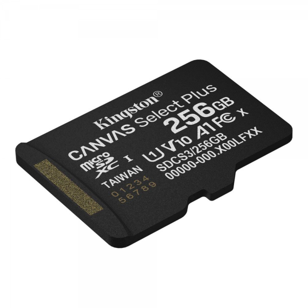 Карта памяти Kingston microSDXC 256GB Kingston Canvas Select Plus Memory Card SDCS3/256GBSP UHS-I U3 Class 10/V10/A1, Adapter, 150Mb/s, RTL