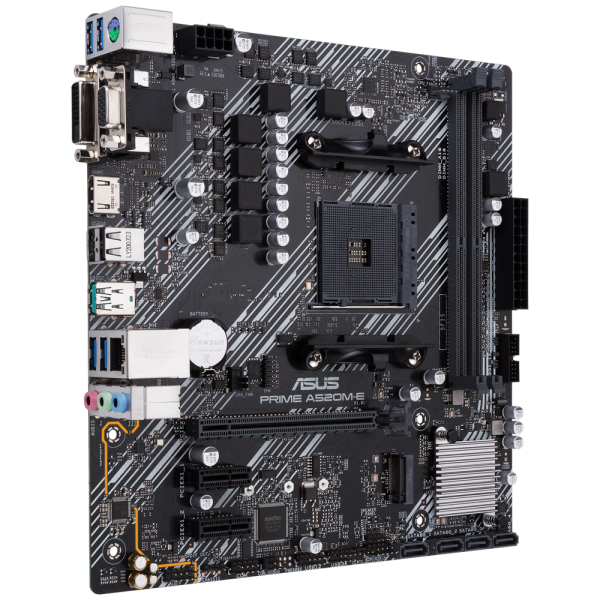 Материнская плата ASUS PRIME A520M-E/CSM A520, AM4, 2*DDR4, 1*PCIEx16, 2*PCIEx1, 1xM.2, 6*USB3.2Gen1, 6*USB2.0, 4xSATA3.0, 1G, VGA, DVI, HDMI, M-ATX, RTL