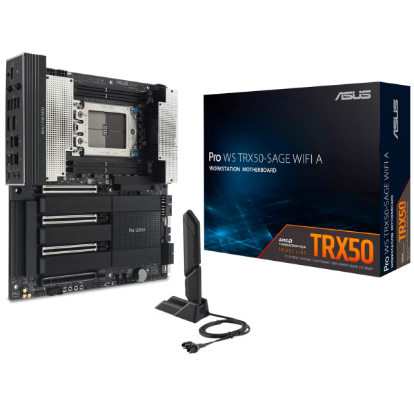 Материнская плата ASUS PRO WS TRX50-SAGE WIFI A TRX50, sTR5, 4xDDR5, 5xPCIEx16, 3xM.2, 1xTypeC, 6*USB3.2Gen2, 2*USB3.2Gen2, 4*USB2.0, 4*SATA3.0, 10G, 2.5G, 1xTypeC(DP), HDMI, CEB