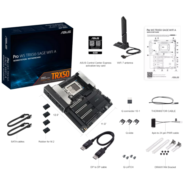 Материнская плата ASUS PRO WS TRX50-SAGE WIFI A TRX50, sTR5, 4xDDR5, 5xPCIEx16, 3xM.2, 1xTypeC, 6*USB3.2Gen2, 2*USB3.2Gen2, 4*USB2.0, 4*SATA3.0, 10G, 2.5G, 1xTypeC(DP), HDMI, CEB