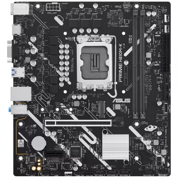 Материнская плата ASUS PRIME H810M-K H810, LGA1851, 2*DDR5, 1*PCIEx16, 1*PCIEx1, 1*M.2, 1xTypeC, 4*USB3.2Gen1, 6*USB2.0, 4*SATA3.0, 1G, VGA, HDMI, M-ATX, RTL