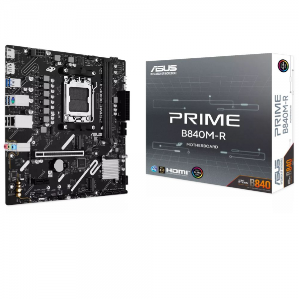 Материнская плата ASUS PRIME B840M-R B840, AM5, 2*DDR5, 1*PCIEx16, 1*PCIEx1, 2*M.2, 1xTypeC, 6*USB3.2Gen1, 4*USB2.0, 4*SATA3.0, 1G, DP, HDMI, M-ATX, RTL