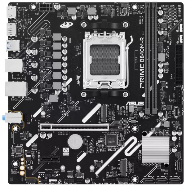 Материнская плата ASUS PRIME B840M-R B840, AM5, 2*DDR5, 1*PCIEx16, 1*PCIEx1, 2*M.2, 1xTypeC, 6*USB3.2Gen1, 4*USB2.0, 4*SATA3.0, 1G, DP, HDMI, M-ATX, RTL