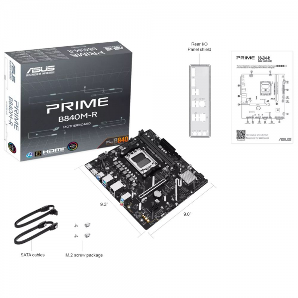 Материнская плата ASUS PRIME B840M-R B840, AM5, 2*DDR5, 1*PCIEx16, 1*PCIEx1, 2*M.2, 1xTypeC, 6*USB3.2Gen1, 4*USB2.0, 4*SATA3.0, 1G, DP, HDMI, M-ATX, RTL