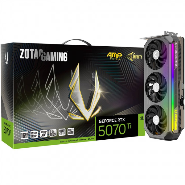 Видеокарта Zotac Bad Pack RTX5070Ti AMP EXTREME INFINITY 16GB GDDR7 256it 3xDP HDMI 3FAN PREMIUM PACK