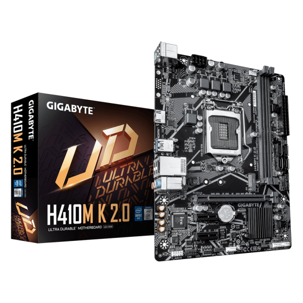 Материнская плата Gigabyte Bad Pack H410M K 2.0 1.0 H410, LGA1200, 2xDDR4, 1*PCI-Ex16, 1*PCI-Ex1, 1*M.2, 4*USB3.2Gen1, 6*USB2.0, 2*SATA3.0, 1G, HDMI, MATX, RTL