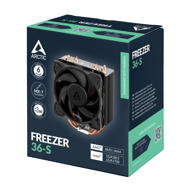 Вентилятор для процессора Arctic Freezer 36-S - Retail (Intel: LGA 1851, LGA 1700 AMD: AM5, AM4) (ACFRE00194A)