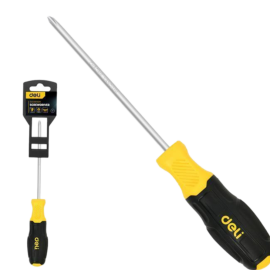 Крестовая отвертка Deli DL635150N PH1x150мм сталь Cr-V, двухкомпонентная прорезиненная рукоять Bad Pack
