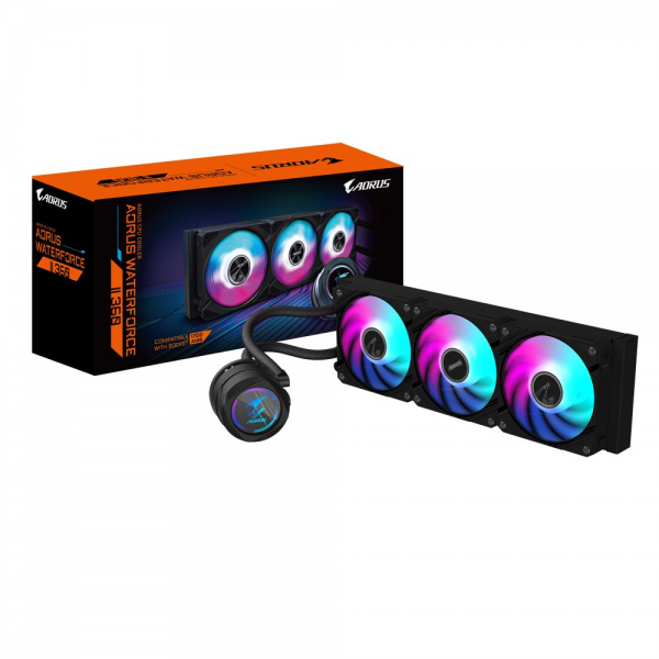 Жидкостная система охлаждения Gigabyte AORUS WATERFORCE II 360 3 x 120mm ARGB Fan, sTR5, RTL
