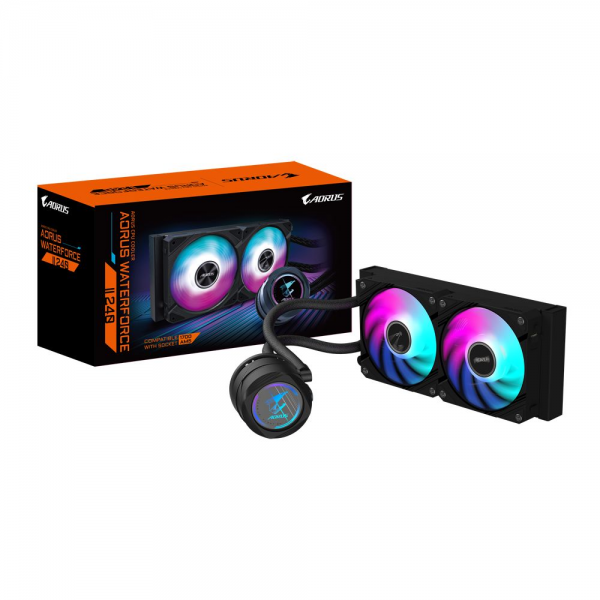 Жидкостная система охлаждения Gigabyte AORUS WATERFORCE II 240 2 x 120mm ARGB Fan, sTR5, RTL
