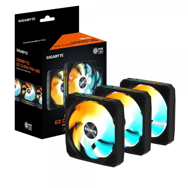 Вентилятор в корпус GIGABYTE GP-GBT EZFAN1203 3X120mm ARGB FANs set. PWM, 3 Pin